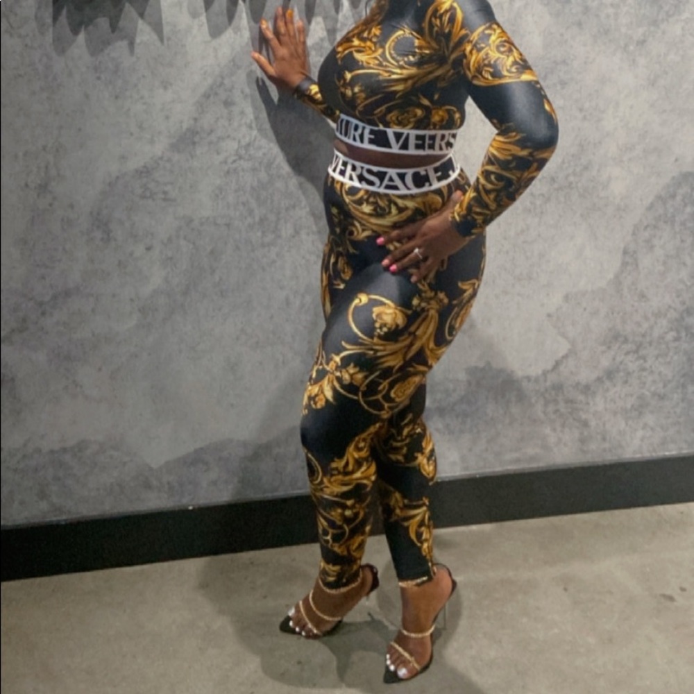 Two piece Garland Print Versace Set worn once on my Birthday in May this year .